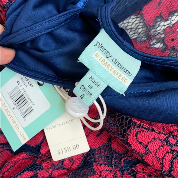 Anthropologie Tracy Reese Red/Navy Lace Dress - Picture 5 of 7